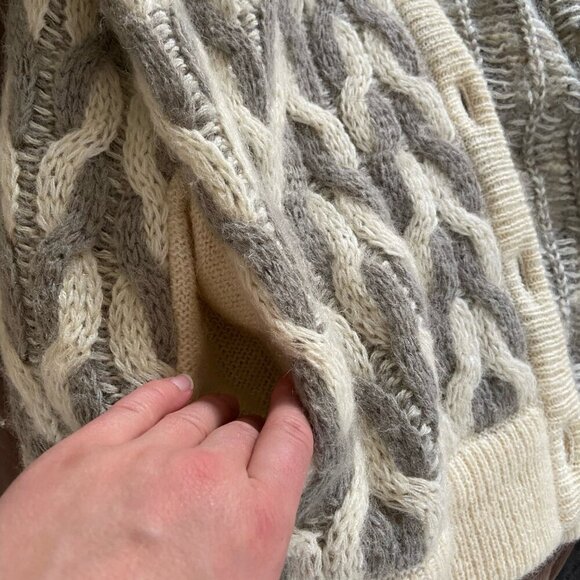 Vintage I.B. Diffusion Classic Wool Button Cable Knit Cardigan Sweater Oversized - Picture 11 of 11